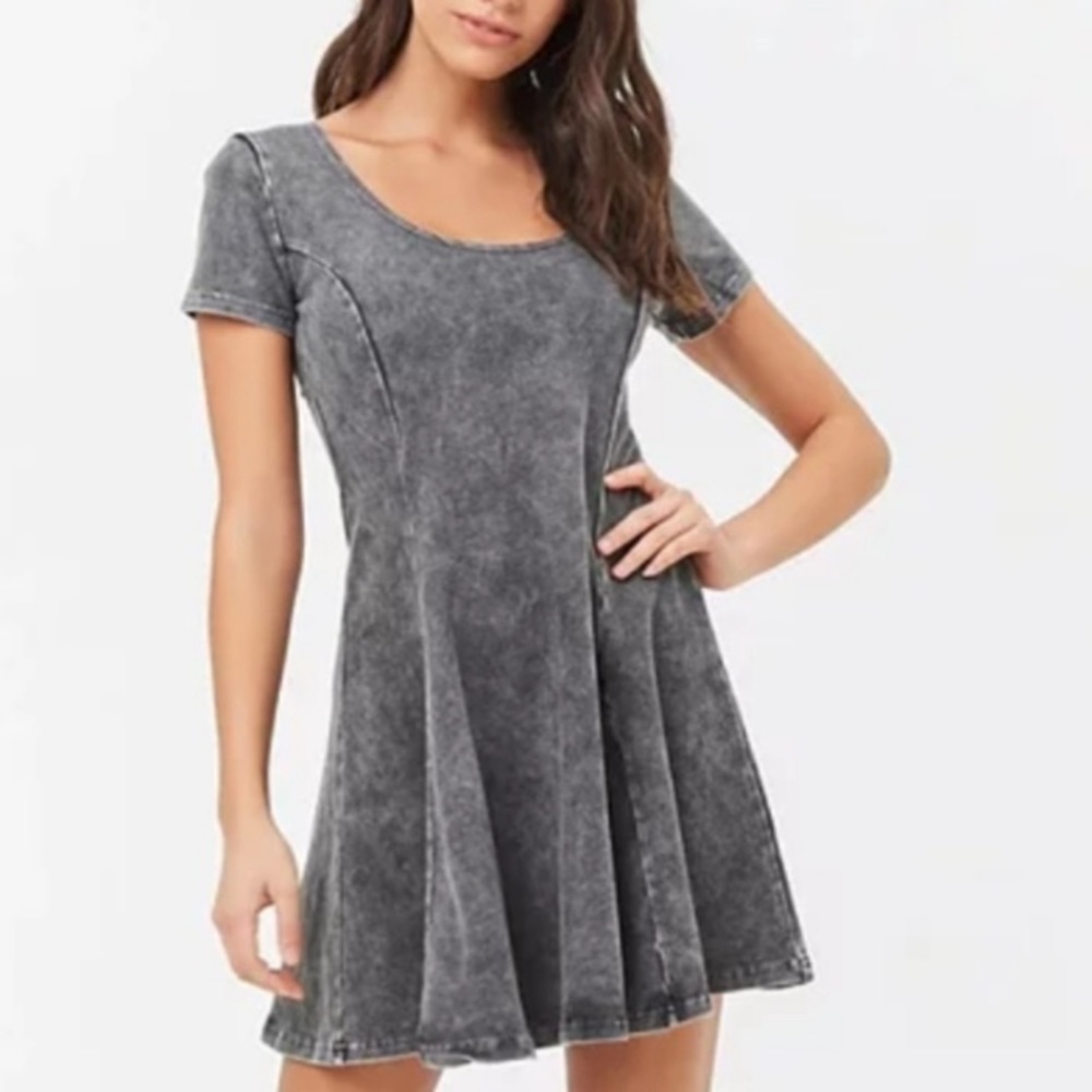 F21 stonewashed skater dress sz S